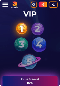 Cosmic casino mobile screen vip programme