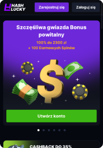 HashLucky casino mobile screen promotions bonus