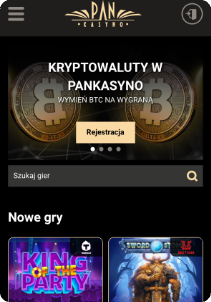 PanKasyno casino mobile screen promotions bonus