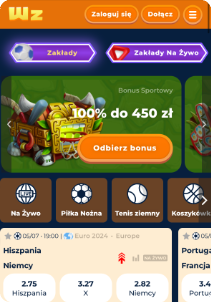 Wazamba casino mobile screen sports